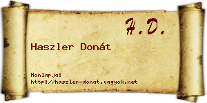 Haszler Donát névjegykártya